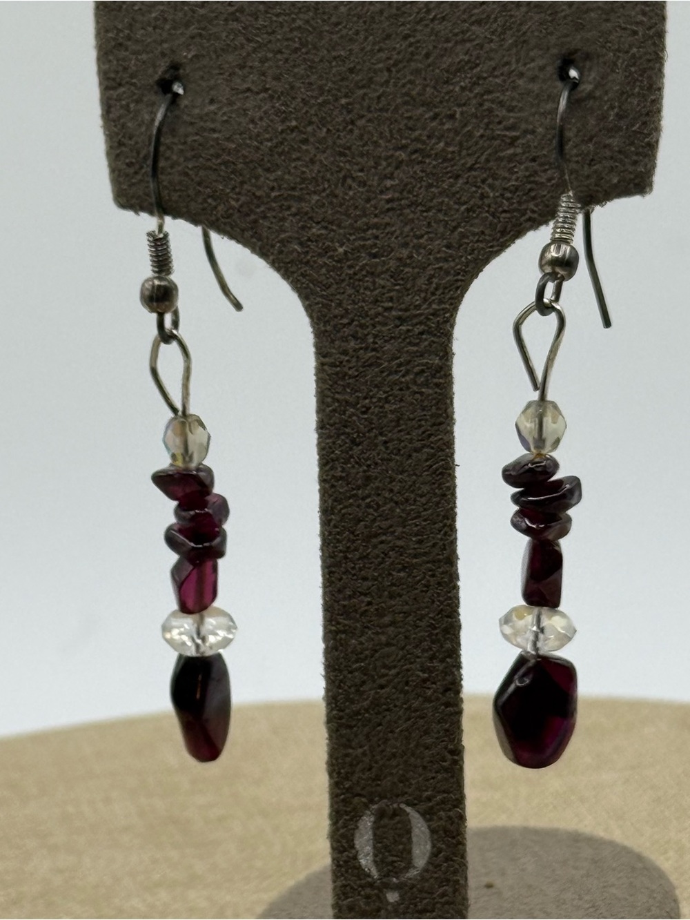 Elegant Garnet and quartz Beaded Drop Earrings
